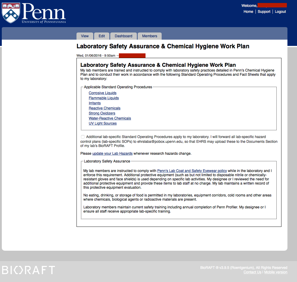 Chemical Hygiene Plan PennEHRS